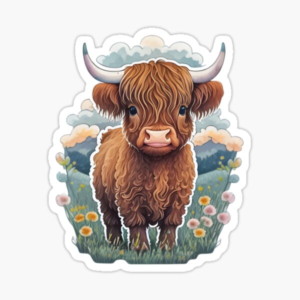 Baby Scottish Highland cow Sticker