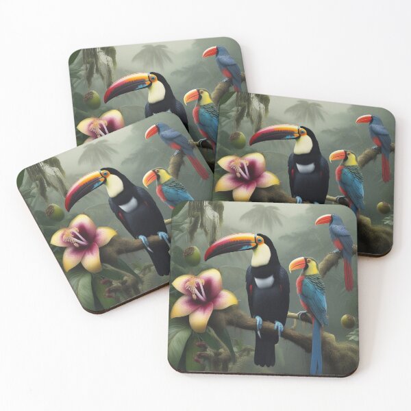 Item preview, Three parrots of unknown species designed and sold by Wilfried van Dokkumburg.