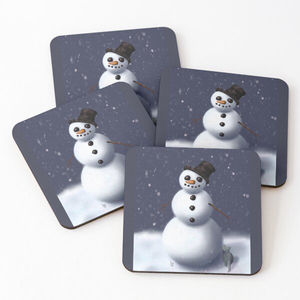 Item preview, Happy Snowman with a cat friend designed and sold by AnneOther.