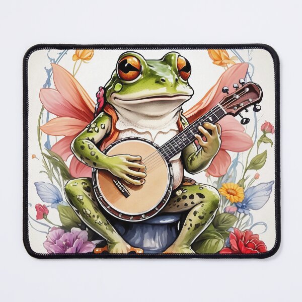 Item preview, Frog with angelwings sitting on a toadstool and playing banjo designed and sold by MattCollinsShop.