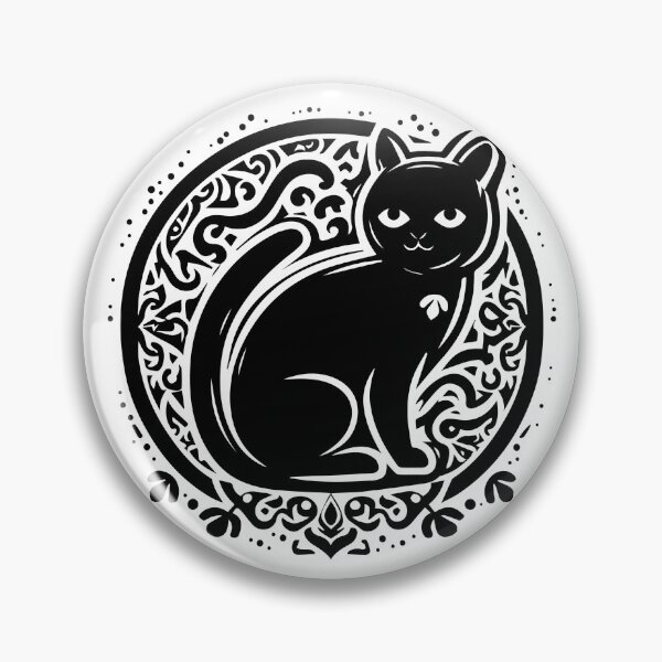 Artikelvorschau, Kreisförmige schwarz-weiße dekorative Katze entworfen und verkauft von SiMinDesigns.