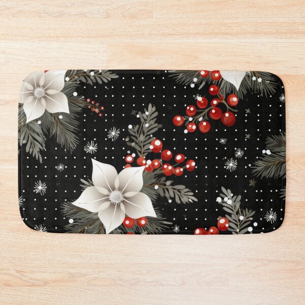 Item preview, Black, Red and White Christmas Poinsettia Pattern designed and sold by AgathaZolastore.