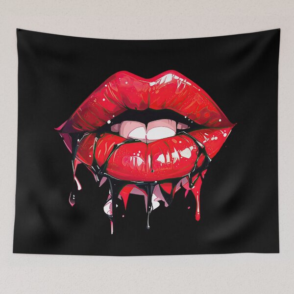 Item preview, Red black dripping diva lip - red mouth graphic designed and sold by WallGemsArt.