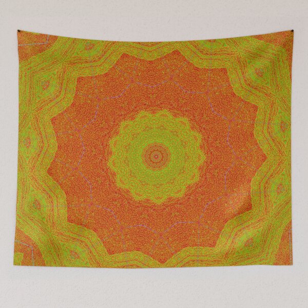 Item preview, "Orbit of Illumination" - Mandala Pattern Vibrant Warm Orange Yellow designed and sold by pngrktes-art.
