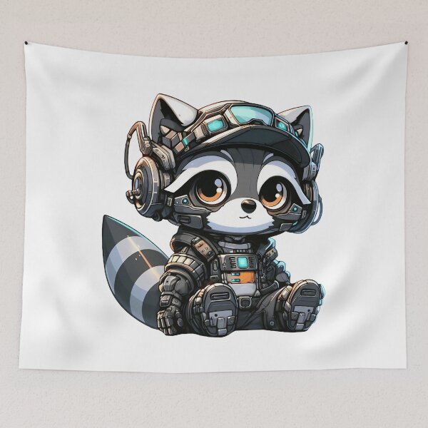 Item preview, Cute Cyberpunk Robot Raccoon! designed and sold by kukamatsu.