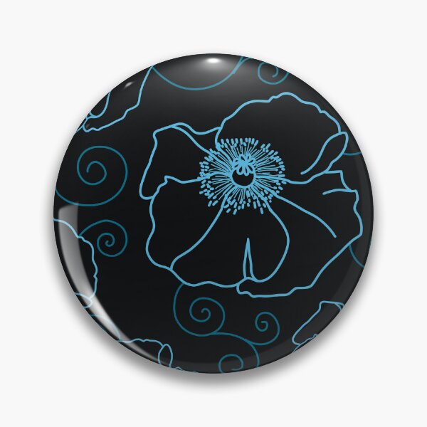 Item preview, Art Nouveau Black Poppies with Blue Curlicues designed and sold by MausieDesigns.