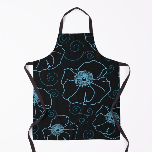 Item preview, Art Nouveau Black Poppies with Blue Curlicues designed and sold by MausieDesigns.