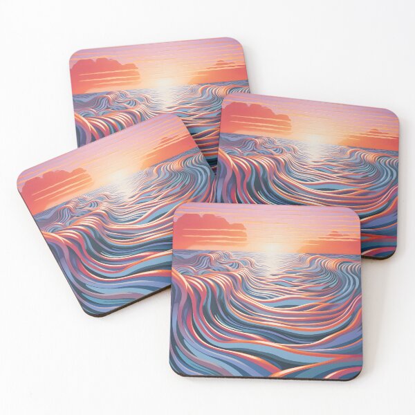 Item preview, Stunning Op Art ocean landscape print designed and sold by dcrc.