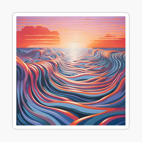 Item preview, Stunning Op Art ocean landscape print designed and sold by dcrc.
