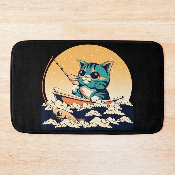 Item preview, Cute cat goes fishing designed and sold by allabtmeowlife.