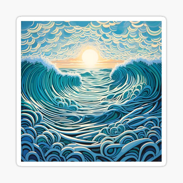 Item preview, stunning op art ocean landscape print designed and sold by dcrc.