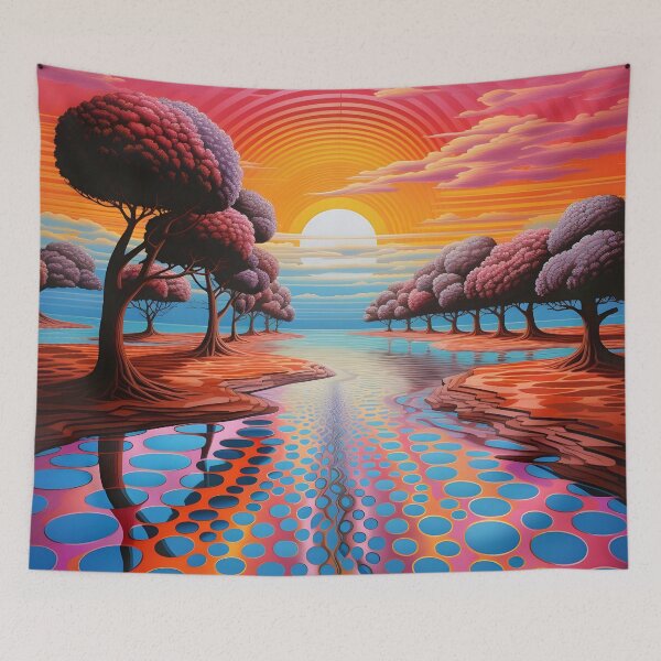 Item preview, stunning colorful op art landscape print designed and sold by dcrc.