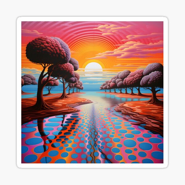 Item preview, stunning colorful op art landscape print designed and sold by dcrc.