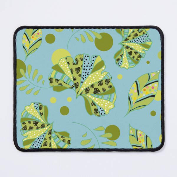 Item preview, Green Leaf Pattern on Blue designed and sold by MausieDesigns.