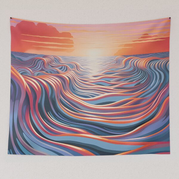 Item preview, Stunning Op Art ocean landscape print designed and sold by dcrc.