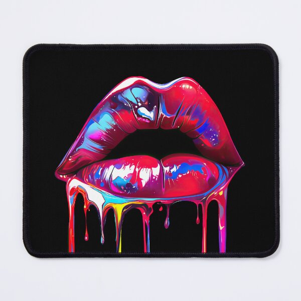 Item preview, Blue Red Dripping Diva Lip - Colorful Mouth Graphic designed and sold by WallGemsArt.