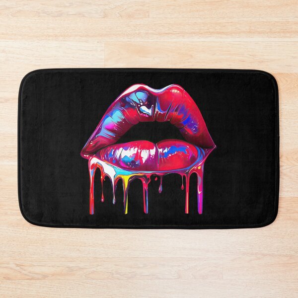Item preview, Blue Red Dripping Diva Lip - Colorful Mouth Graphic designed and sold by WallGemsArt.