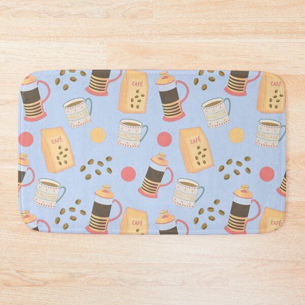 Item preview, French Press Coffee and Bonjour Mug Blue pattern designed and sold by Croquis & Delight.