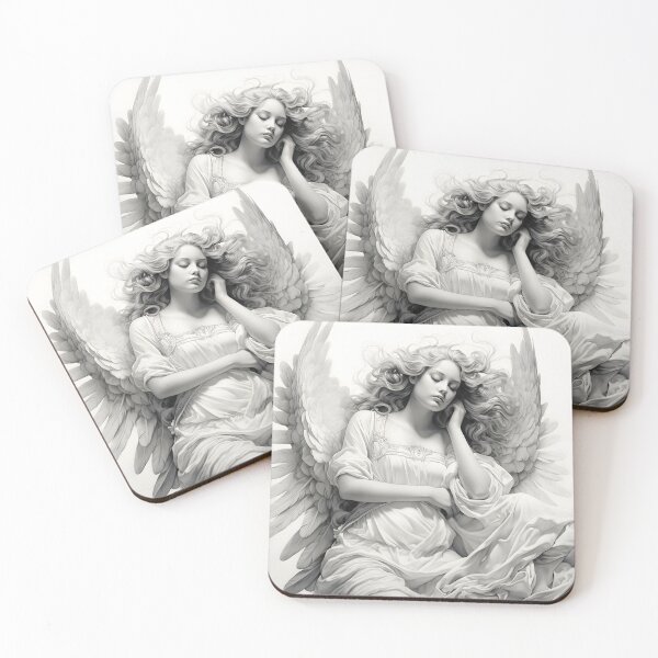 Item preview, Stunning black and white sleeping angel drawing designed and sold by dcrc.