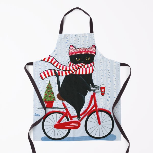 Item preview, Black Cat Christmas Bicycle Ride designed and sold by KilkennyCat Art.