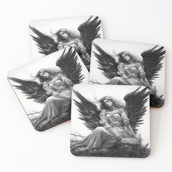 Item preview, stunning black and white sleeping angel drawing designed and sold by dcrc.