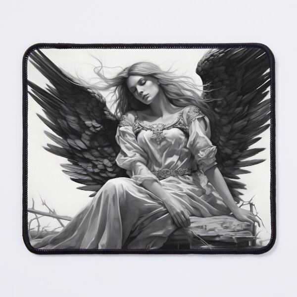 Item preview, stunning black and white sleeping angel drawing designed and sold by dcrc.