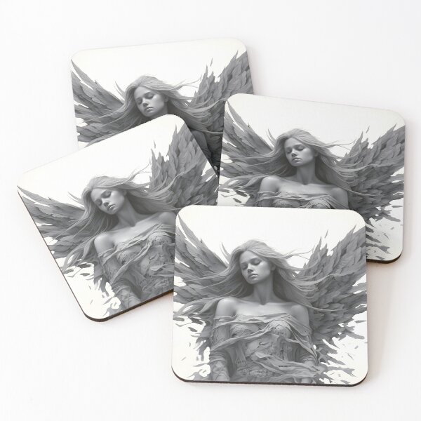 Item preview, stunning black and white sleeping angel drawing designed and sold by dcrc.