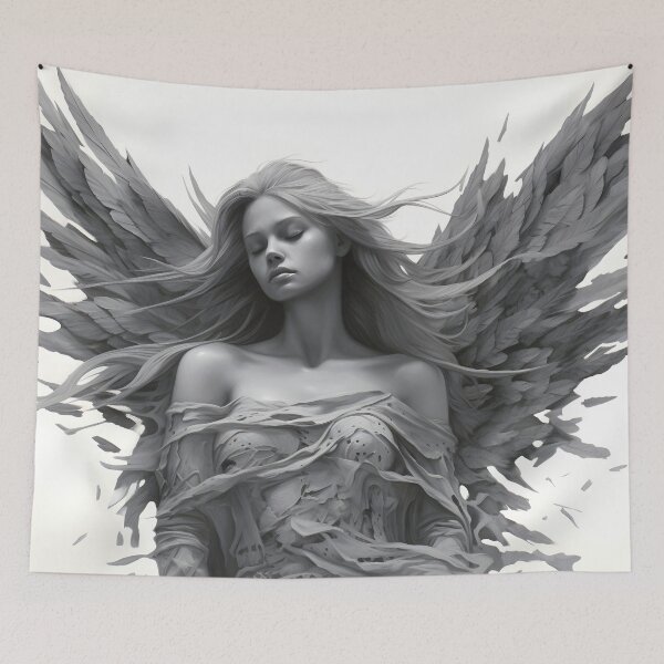 Item preview, stunning black and white sleeping angel drawing designed and sold by dcrc.