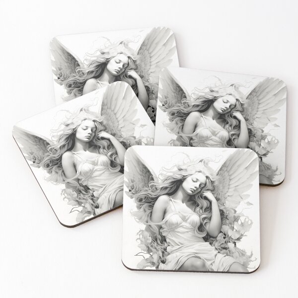 Item preview, stunning black and white sleeping angel drawing designed and sold by dcrc.