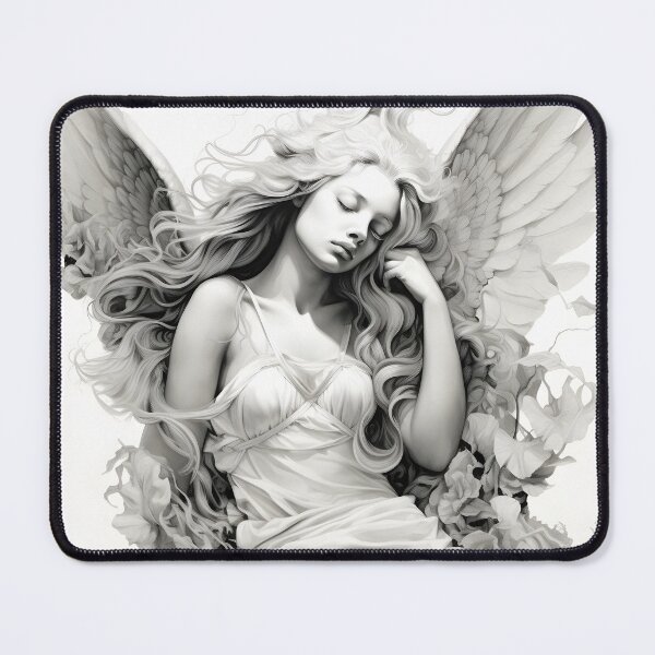 Item preview, stunning black and white sleeping angel drawing designed and sold by dcrc.