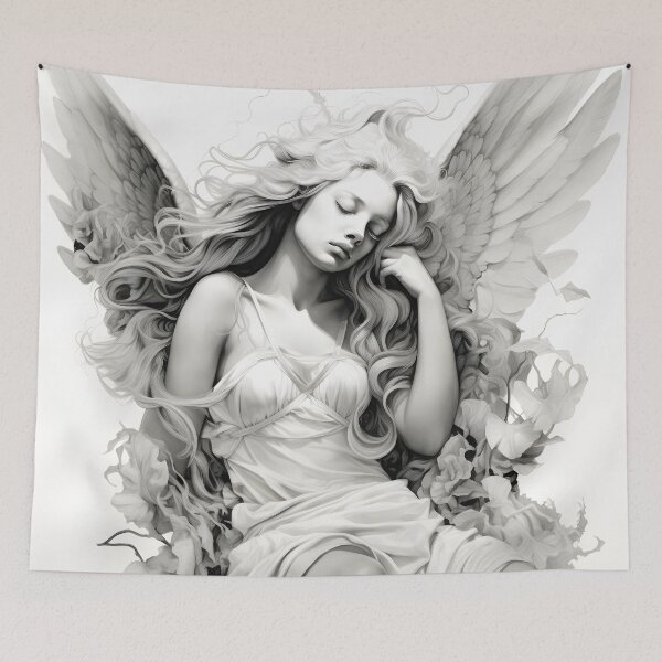 Item preview, stunning black and white sleeping angel drawing designed and sold by dcrc.