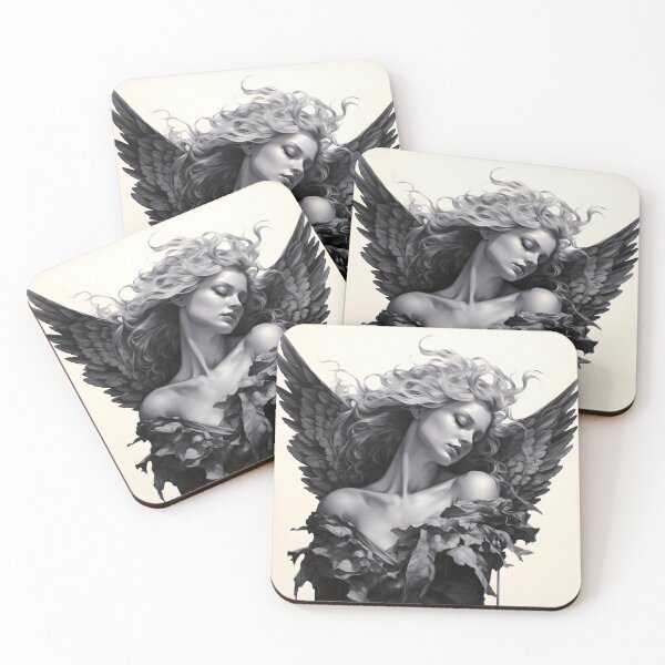 Item preview, stunning black and white sleeping angel drawing designed and sold by dcrc.