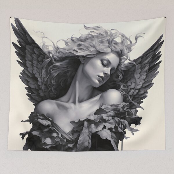 Item preview, stunning black and white sleeping angel drawing designed and sold by dcrc.
