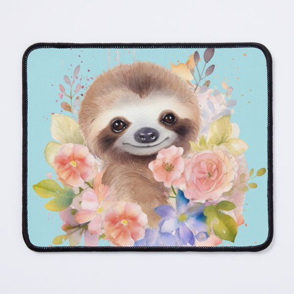 Item preview, Cute Watercolor Baby Sloth with Flowers designed and sold by 4thAct.