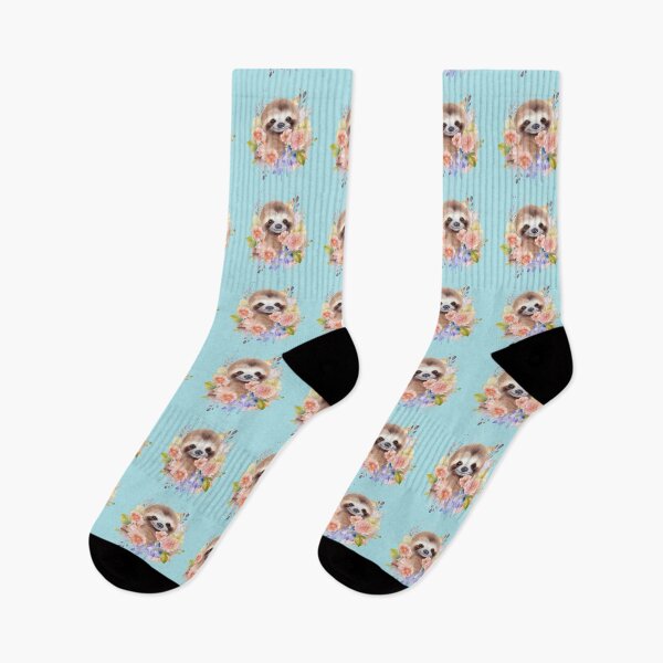 Item preview, Cute Watercolor Baby Sloth with Flowers designed and sold by 4thAct.