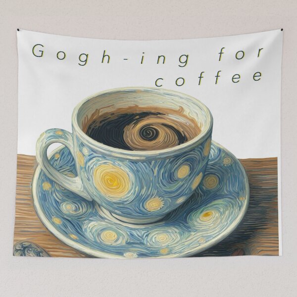 Item preview, Gogh-ing for Coffee with Writing - Coffee Cup Painted in Vincent Van Gogh Style  designed and sold by Star-Fragment.