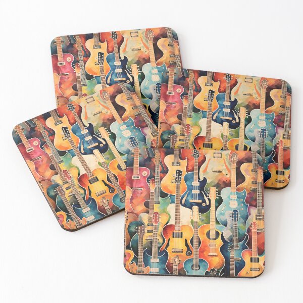 Item preview, Colorful guitars collage stringed  instrument medley designed and sold by Inktown.