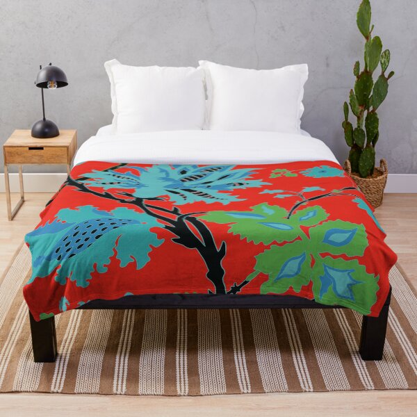 Item preview, Vintage Blue Floral Pattern on Red designed and sold by MausieDesigns.