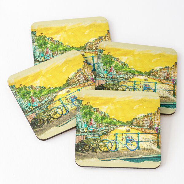 Item preview, AMSTERDAM, I Love Netherlands Watercolor Canals Fine Art designed and sold by Naumovski.