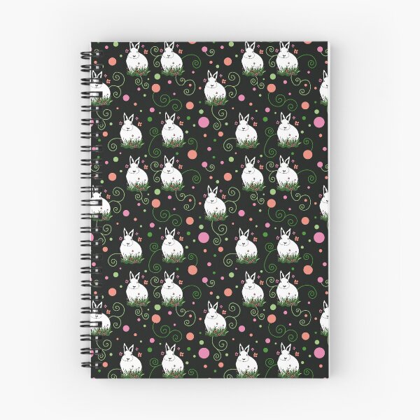 Item preview, White Bunny Pattern on Black with Polka Dots designed and sold by MausieDesigns.