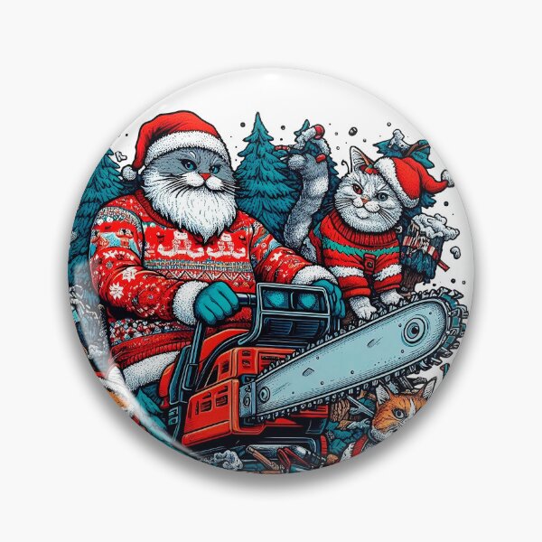 Item preview, Christmas with cats and chainsaws designed and sold by teesandlove.