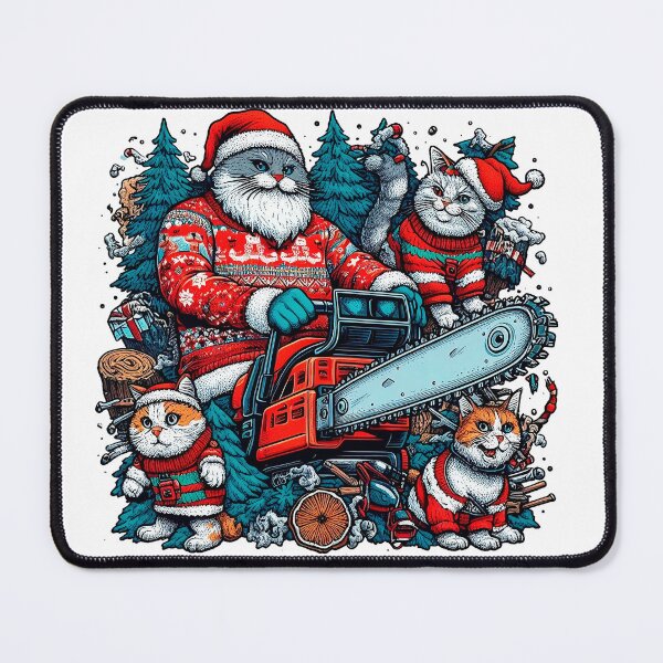 Item preview, Christmas with cats and chainsaws designed and sold by teesandlove.