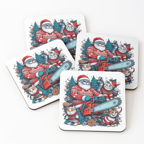 Item preview, Christmas with cats and chainsaws designed and sold by teesandlove.