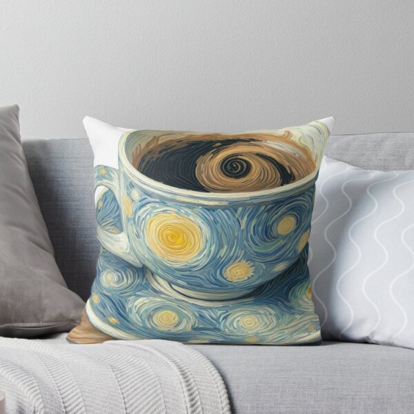 Item preview, White Outline Gogh-ing for Coffee with Writing - Coffee Cup Painted in Vincent Van Gogh Style  designed and sold by Star-Fragment.
