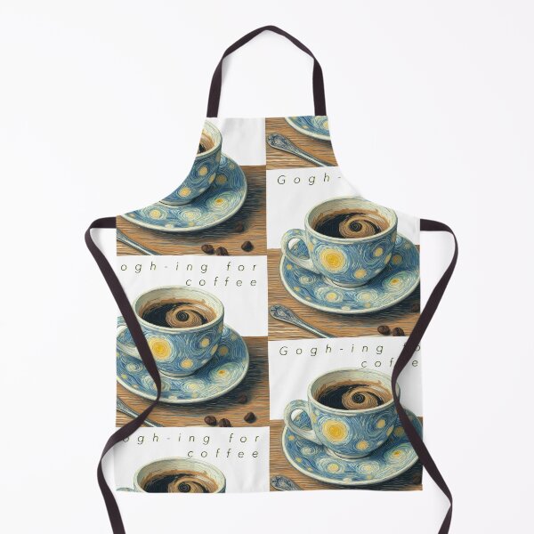 Item preview, White Outline Gogh-ing for Coffee with Writing - Coffee Cup Painted in Vincent Van Gogh Style  designed and sold by Star-Fragment.