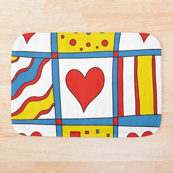 Item preview, Red Valentine Hearts Geometric Pattern in Primary Colors  designed and sold by MausieDesigns.