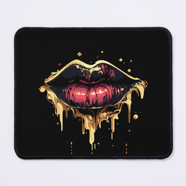 Item preview, Red gold dripping erotic slightly parted lips - a mouth for kissing designed and sold by WallGemsArt.