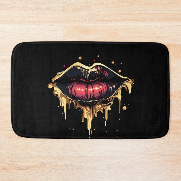 Item preview, Red gold dripping erotic slightly parted lips - a mouth for kissing designed and sold by WallGemsArt.