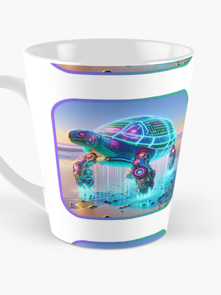 Thumbnail 3 of 4, Coffee Mug, Shell Code - Cyber Turtle designed and sold by MrAI-Store.
