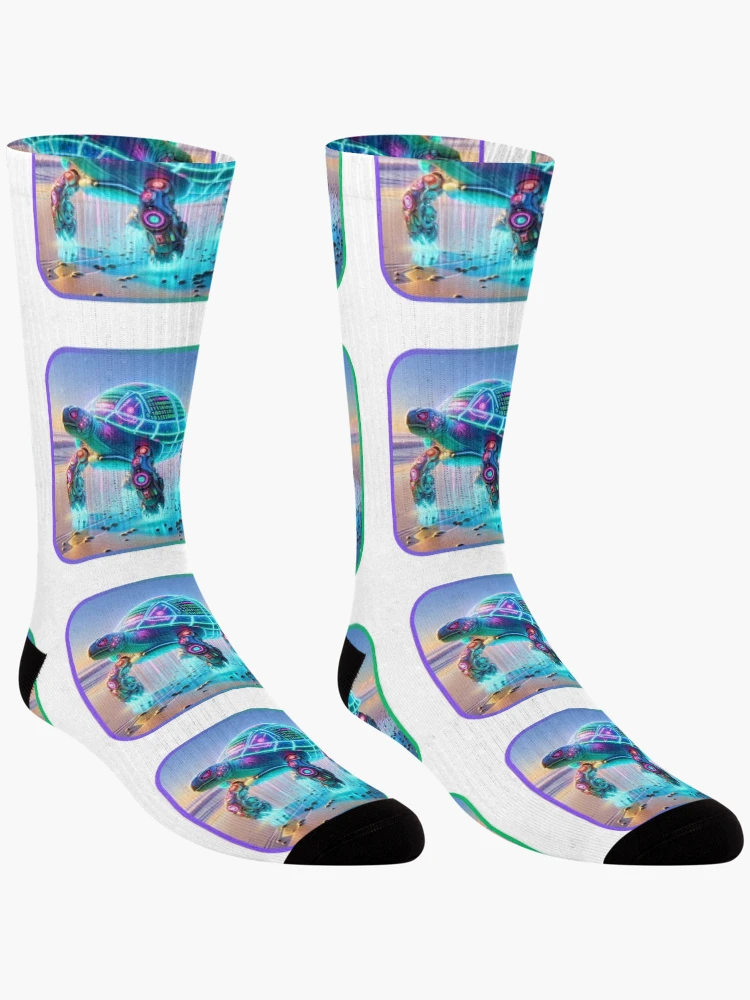 Thumbnail 3 of 5, Socks, Shell Code - Cyber Turtle designed and sold by MrAI-Store.